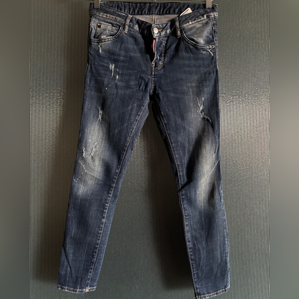 DSQUARED2 Distressed Denim Jeans Cool Girl Slim Fit US 4-6 Rocker Chic Italy